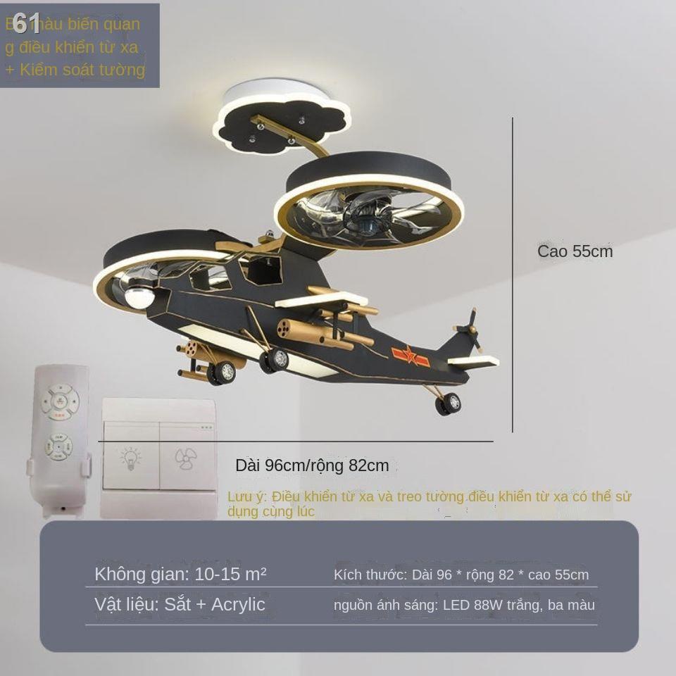 Led cá tính cho trẻ em quạt máy bay ánh sáng tạo phòng ngủ bé trai phong cách đơn giản hiện đại đèn hoạt hình