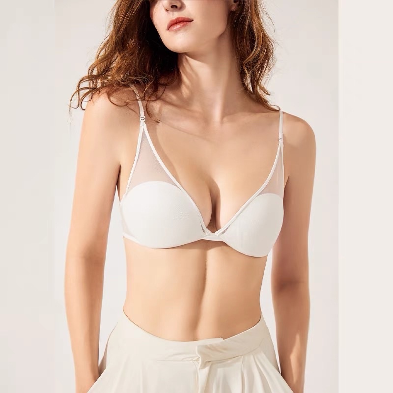 Áo Ngực Không Đường May Phối Lưới Thoáng Khí Hai Dây Chéo Sau Lưng Cao Cấp 212