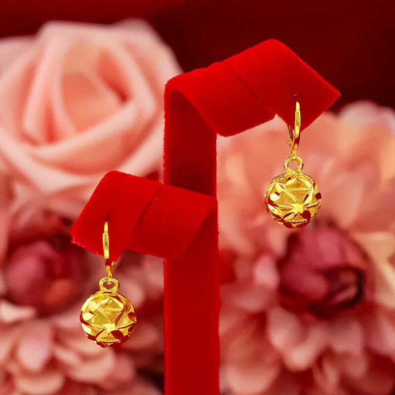 Bông Tai Quả Cầu Đá, Khuyên Tai Nữ Xi Kim mạ Vàng T148 Namoo Jewelry