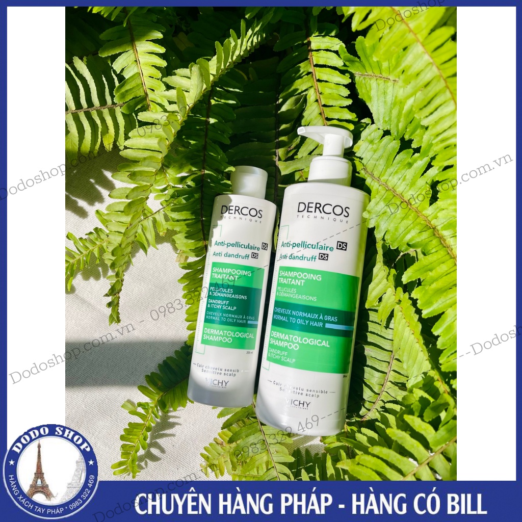 Dầu gội Vichy Dercos 390ml ngăn ngừa Gàu,nấm da đầu, hết dầu, hết bết dính dành cho tóc gầu và dầu