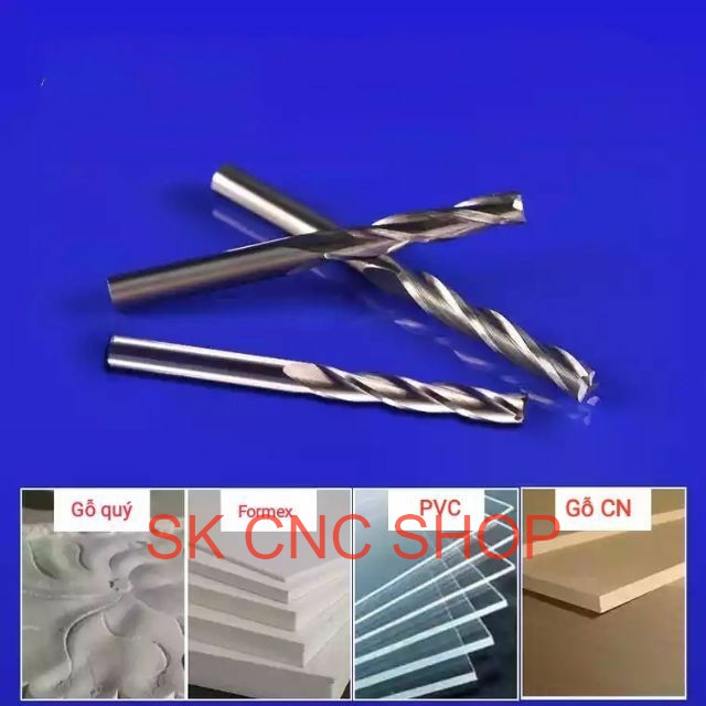 Mũi phay CNC 3 me - cắt tinh - Formex PVC GỖ - SK CNC SHOP