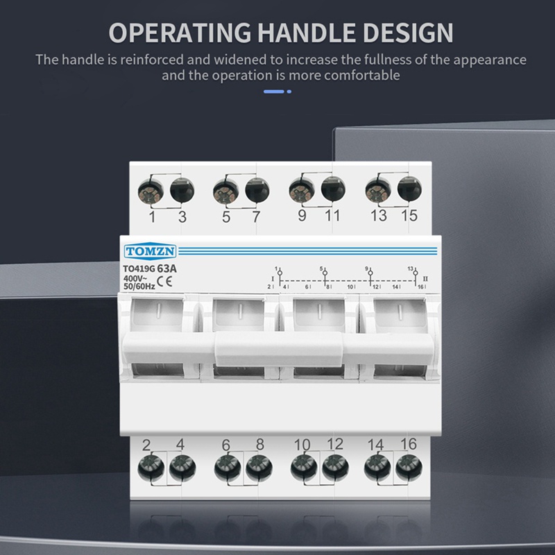 1 Công Tắc Chuyển Đổi Nguồn Kép TOMZN 4P 63A 3 Phase MTS Màu Trắng