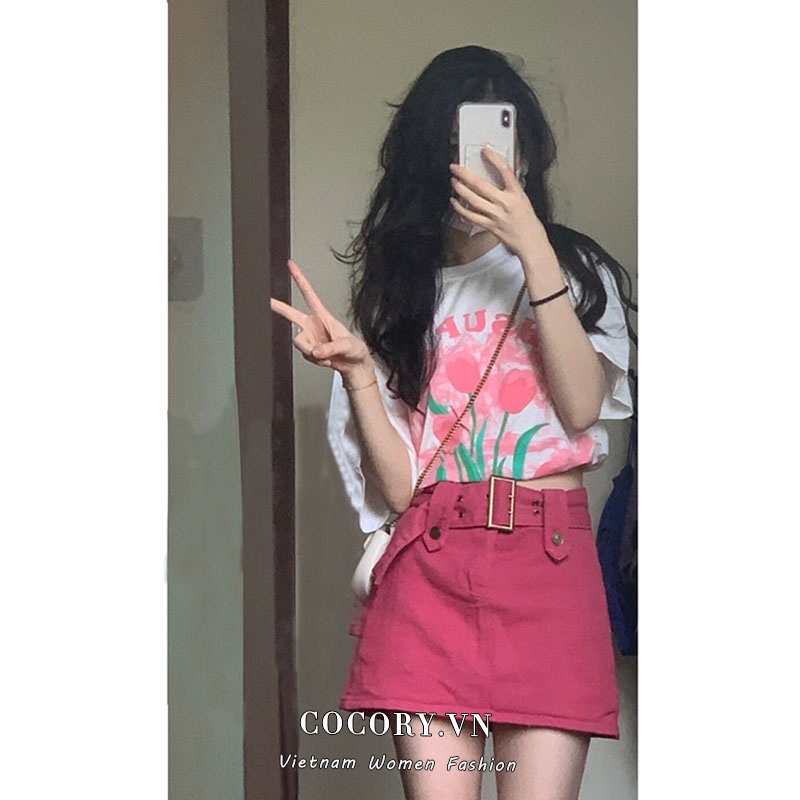 Cocory vn Chân váy jean ngắn eo cao phong cách thời trang cho nữ | BigBuy360 - bigbuy360.vn
