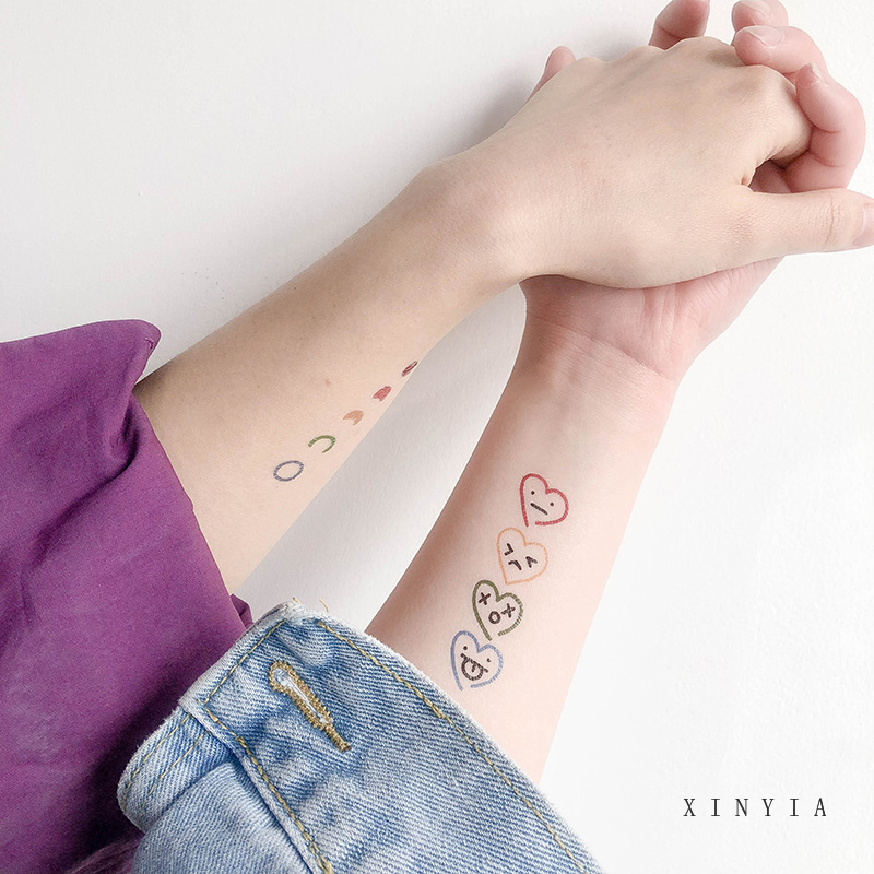 Nhãn dán xăm tạm thời đầy màu sắc chống thấm nước dễ thương