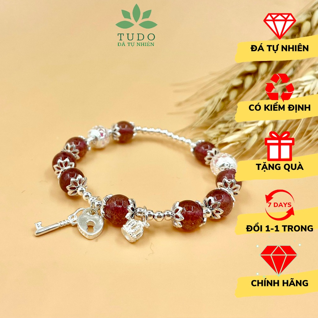 Vòng Tay Nữ Đẹp - Vòng Phong Thủy Mệnh Hỏa, Thổ TUDO VCBTADH Charm Bạc Vương miện, Chìa khóa - Tình Duyên, Sự Nghiệp