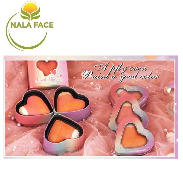 Phấn má hồng và phấn bắt sáng 2 in 1 Kiss Beauty Heart Blusher 83156 - Hàng Nội Địa Trung