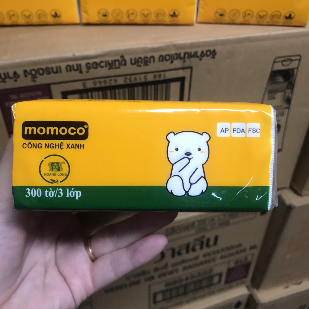 COMBO 10 GÓI GIẤY RÚT 300 TỜ 3 LỚP MOMOCO DAI MỀM MỊN