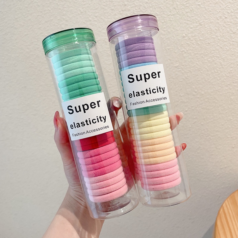 Set 20 / 24 Dây Buộc Tóc Đuôi Ngựa Chất Liệu Da Phong Cách Hàn Quốc Thời Trang Mùa Hè Cho Nữ