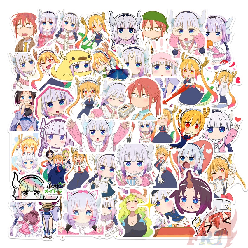 50 Miếng dán hình nhân vật hoạt hình Miss Kobayashi's Dragon Maid series 02 chống thấm nước thời trang