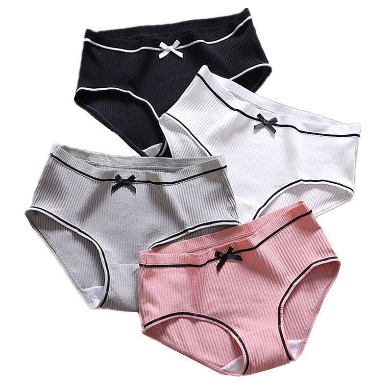 Quần Lót Lụa Sữa Eo Vừa Thoáng Khí Đính Nơ Phong Cách Nhật Bản Quyến Rũ Cho Nữ