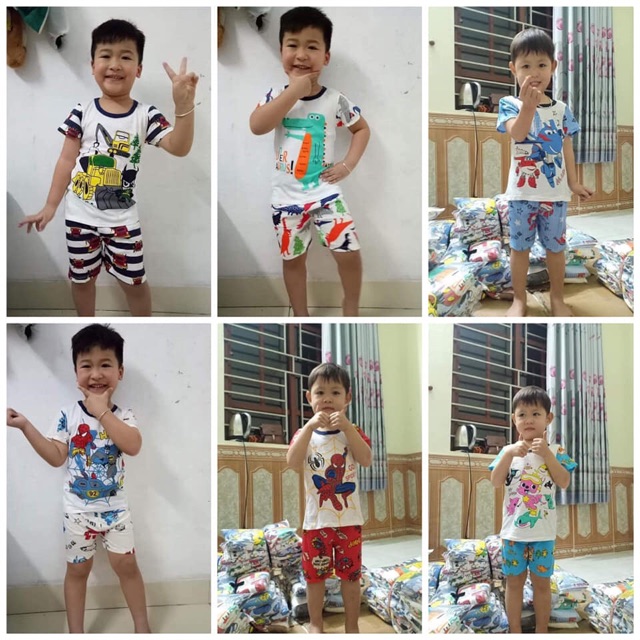 [2 bộ] Combo 2 bộ cotton màu ngẫu nhiên cho bé từ 7-18kg