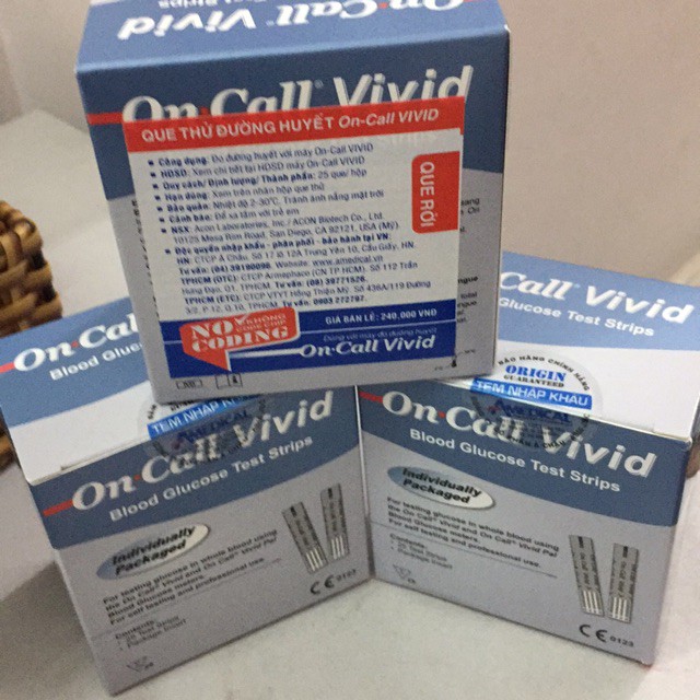 Que thử đường huyết On-Call Vivid hộp 25 que