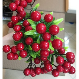 Hoa giả hoa lụa - Cụm cherry đỏ cao cấp.Shop bán thanh lý dọn kho