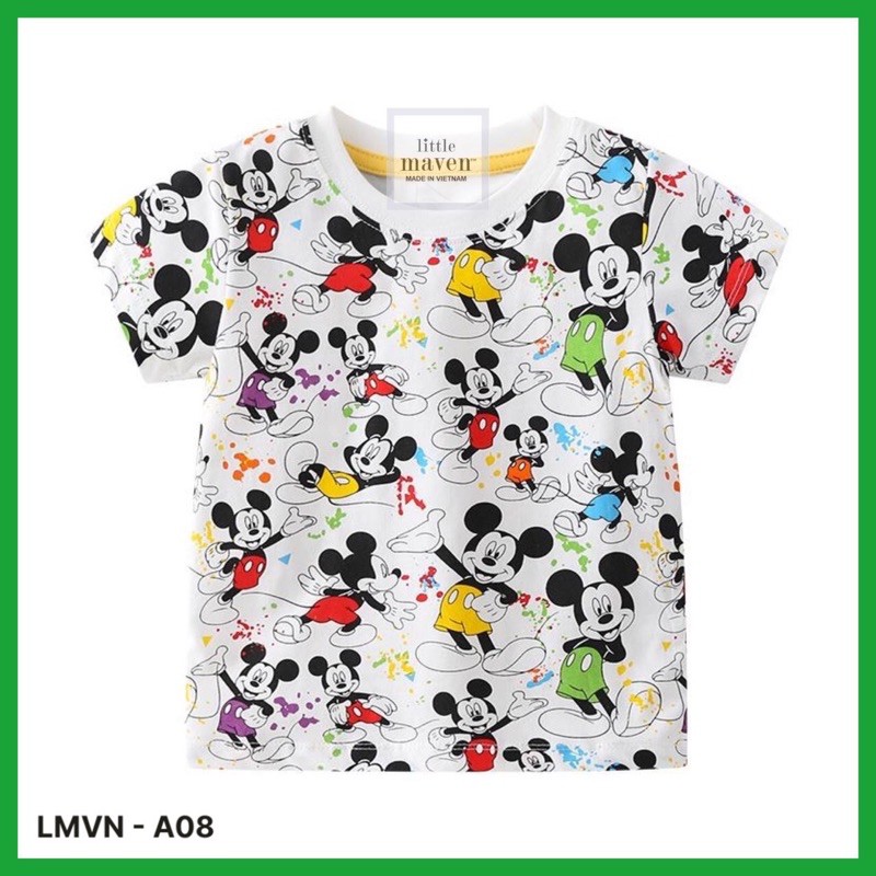 Áo thun cotton Little Maven VN bé trai mickey
