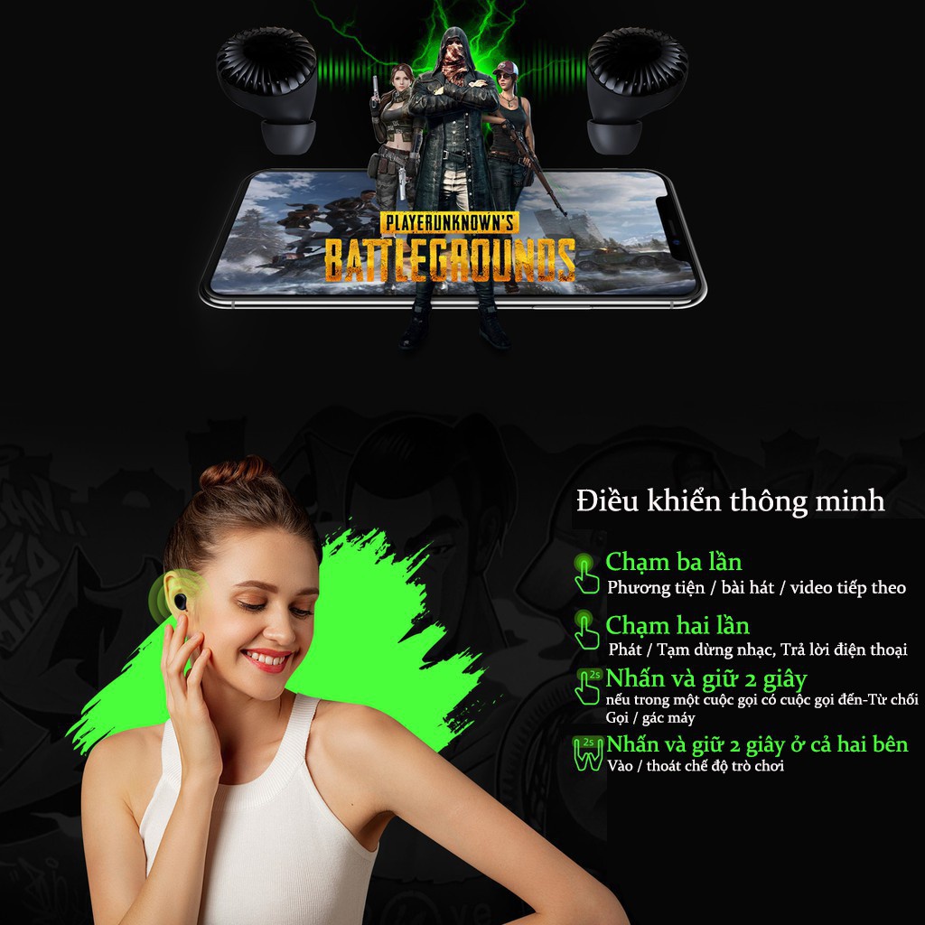 Tai nghe không dây Bluetooth 5.0 Realfit GoPods E5 (RT02) chính hãng