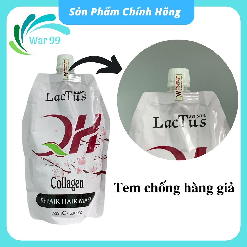 Kem ủ tóc collagen Lactus season dầu hấp tóc phục hồi hư tổn QH lactusseason 500ml