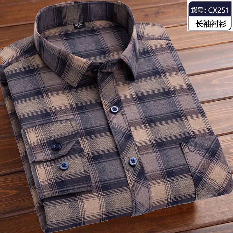 Plus Áo Sơ Mi cotton Tay Dài Thời Trang Xuân Thu Dành Cho Nam 1 inch