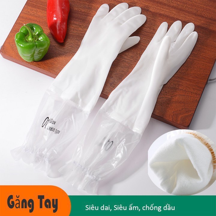 Găng Tay Cao Su Siêu Dai, Siêu Bền Có Lót Nỉ, Bo Chung Chống Tụt Loại Dài 88237 Tổng Kho Sỉ Gia Dụng