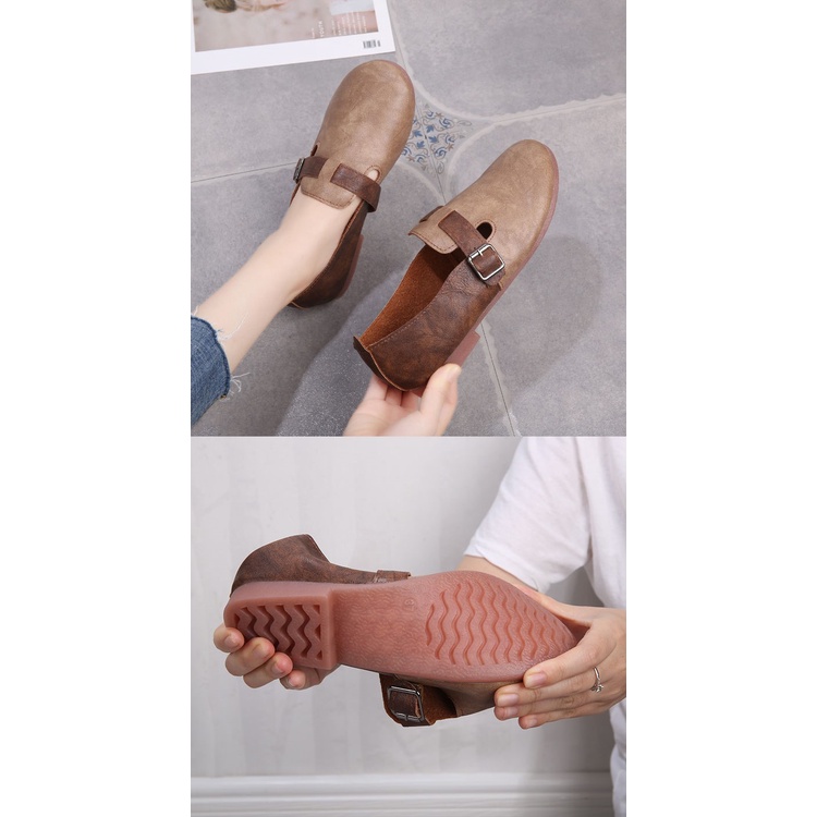 Giày da đế mềm phong cách retro thanh lịch