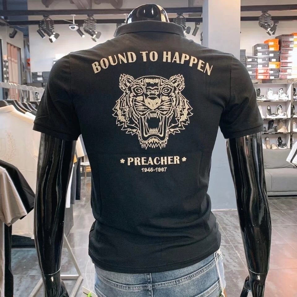 Áo Thun Polo Tay Ngắn Dáng Ôm Thêu Họa Tiết Thời Trang Hàn Quốc Cao Cấp Cho Nam