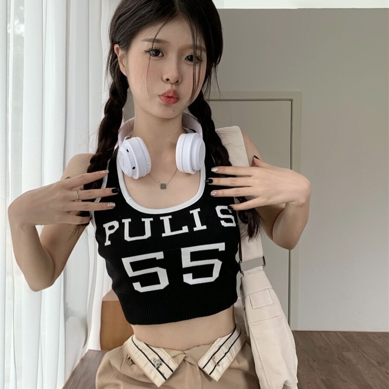 Áo Hai Dây Dệt Kim Dáng Ngắn Thời Trang Hè Cá Tính Cho Nữ