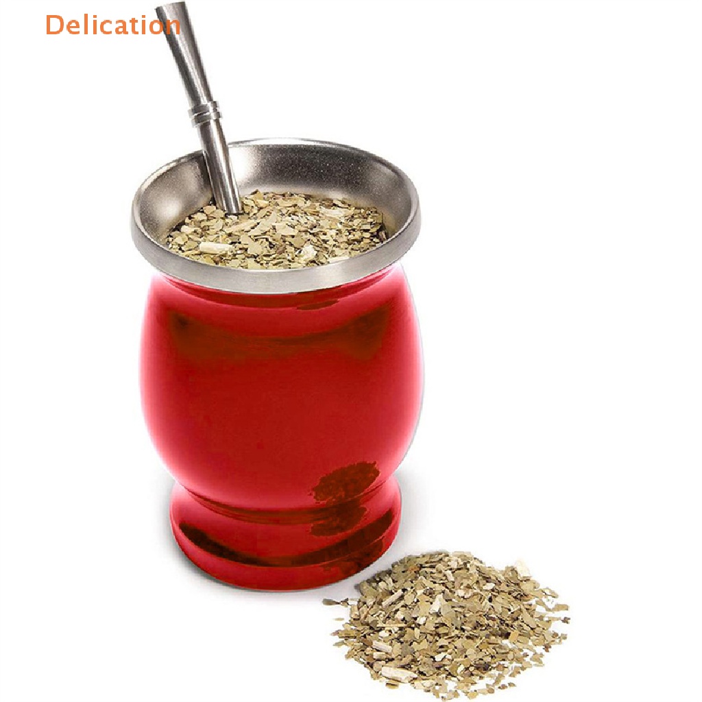 Set dụng cụ uống trà yerba mate ELEBUY gồm cốc bầu bằng thép không gỉ hai lớp và thìa ống hút