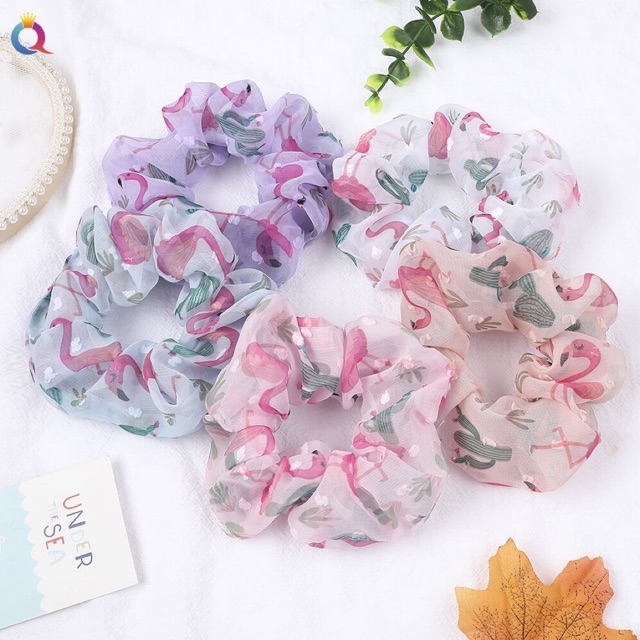 🦩Chun cột tóc Scrunchies Hồng hạc dễ thương