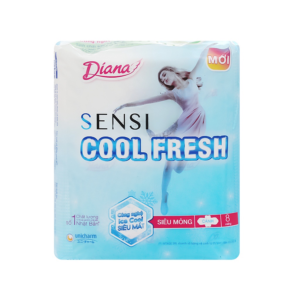 Băng vệ sinh Diana Sensi Cool Fresh siêu mỏng cánh 8 miếng