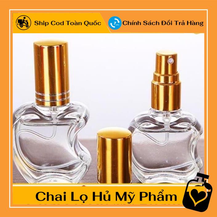 Vỏ Chai lọ chiết nước hoa hình táo thủy tinh 10ml - chai lọ chiết nước hoa / lọ đựng dầu thơm [Nguồn Chai Lọ Sỉ]