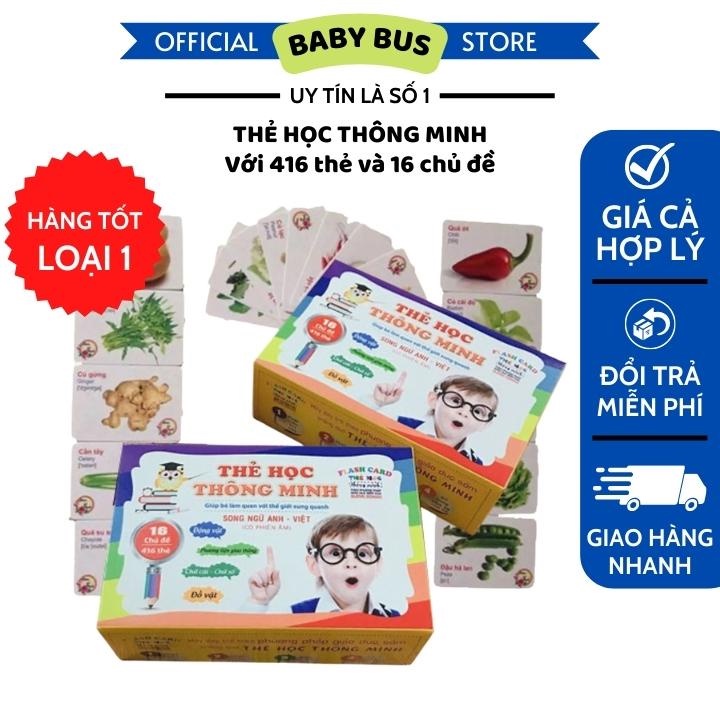 Đồ chơi giáo dục thông minh - Bộ thẻ học song ngữ Anh - Việt 16 chủ đề 416 thẻ cho bé