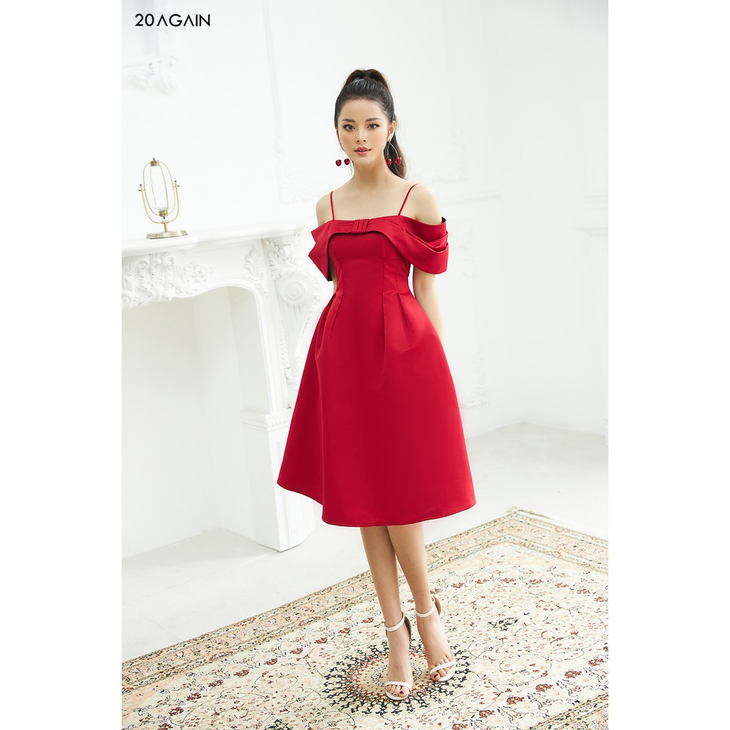 Đầm xòe nơ ngực trễ vai 20AGAIN DEA1315 | BigBuy360 - bigbuy360.vn