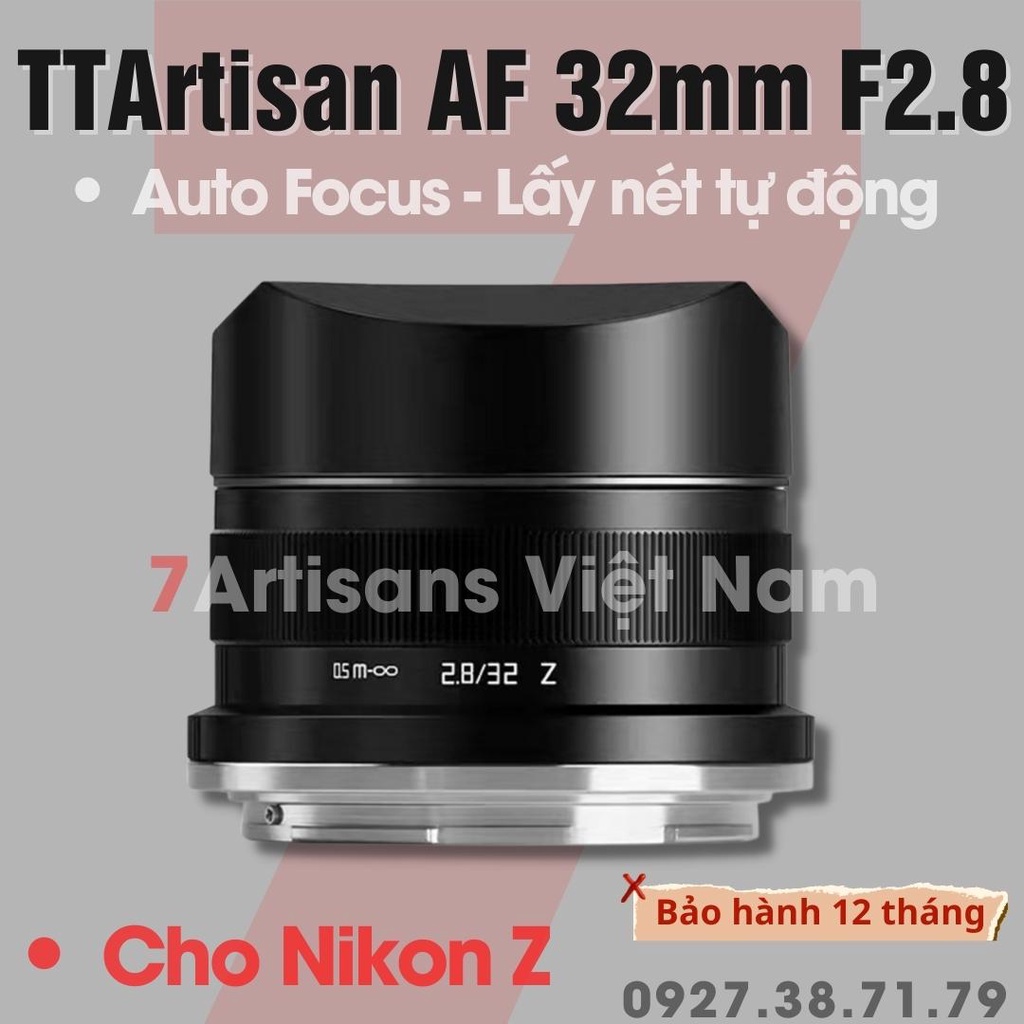 Ống kính AF TTArtisan 32mm F2.8 FullFrame Auto Focus cho Sony FE/E, Nikon Z, Canon R, Leica L, Fujifilm, M43, Canon M