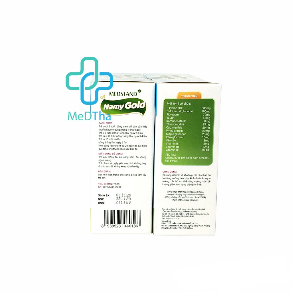 Siro ăn ngon Medstand Namy Gold - Siro ăn ngon cho bé hết biếng ăn tăng sức đề kháng (Hộp 20 ống) [Chính hãng]