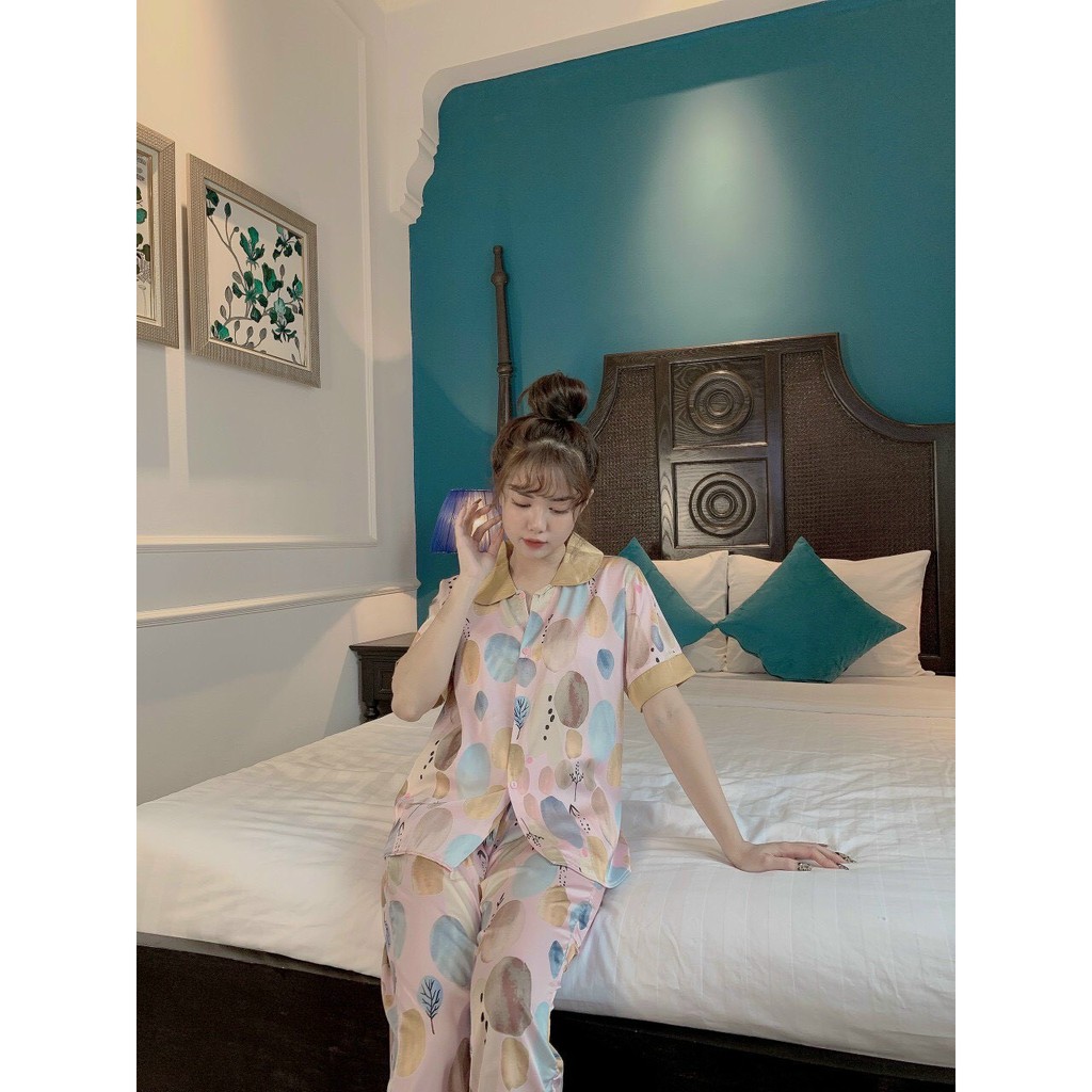 Đồ bộ PIJAMA, đồ bộ mặc nhà lụa satin tay ngắn quần dài cao cấp, mềm mịn, thoáng mát | BigBuy360 - bigbuy360.vn