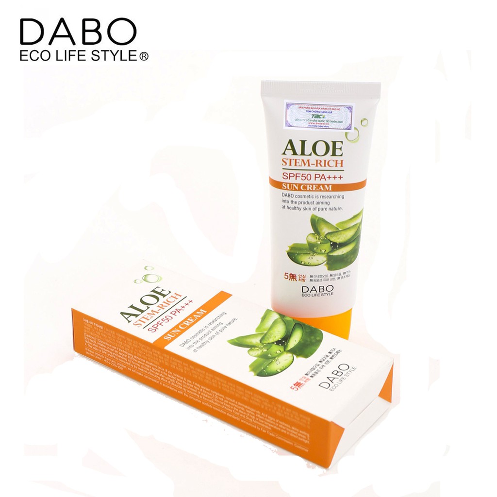 KEM CHỐNG NẮNG DƯỠNG DA LÔ HỘI ALOE STEM RICH SUN CREAM DABO 70ML