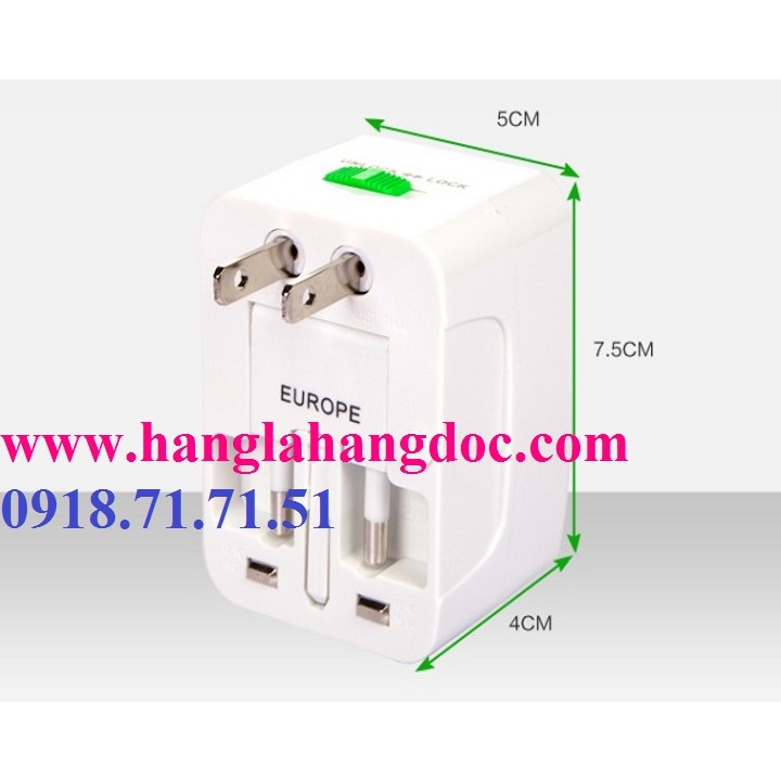 Ổ cắm đa năng du lịch (universal travel adapter) version 2 (1 cổng usb sạc)