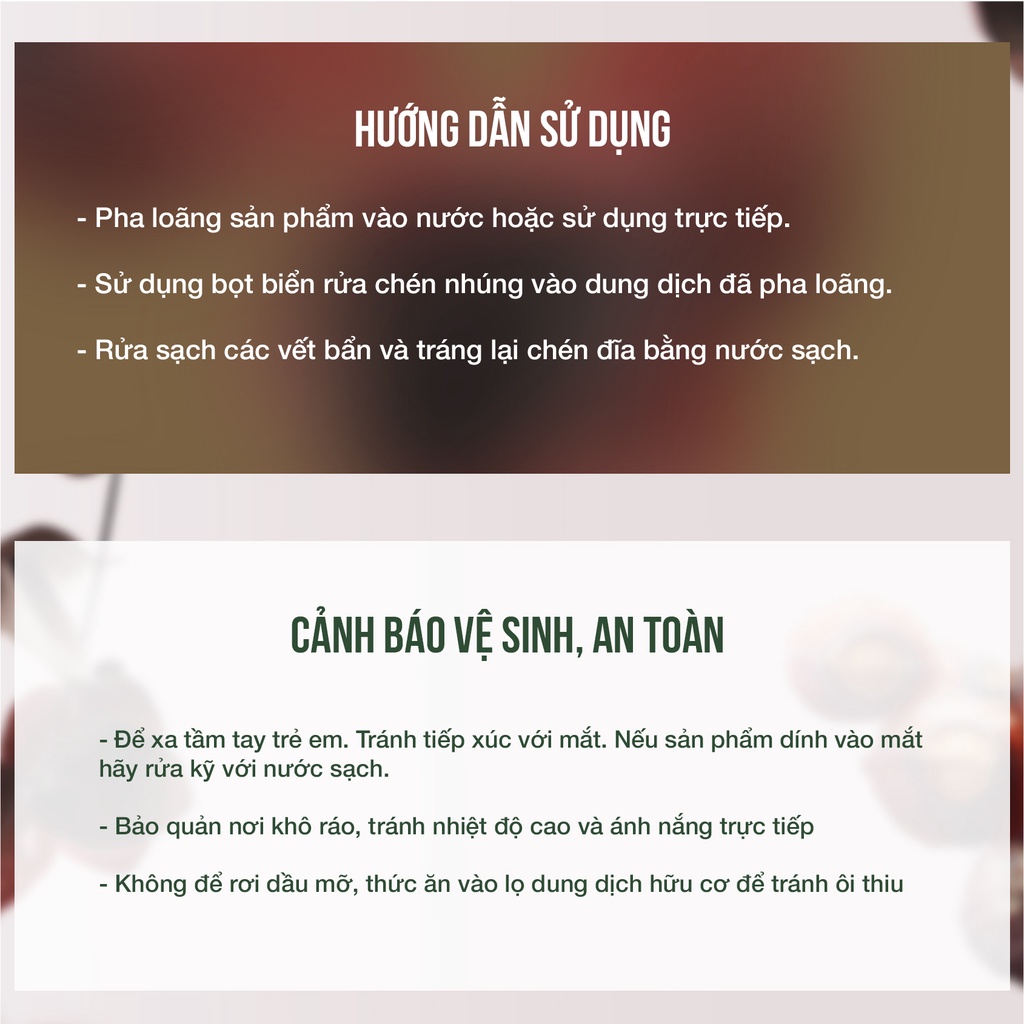 Nước rửa chén hữu cơ chiết xuất Bồ Hòn và tinh dầu thiên nhiên JULYHOUSE khử mùi tanh, an toàn, không hại da tay