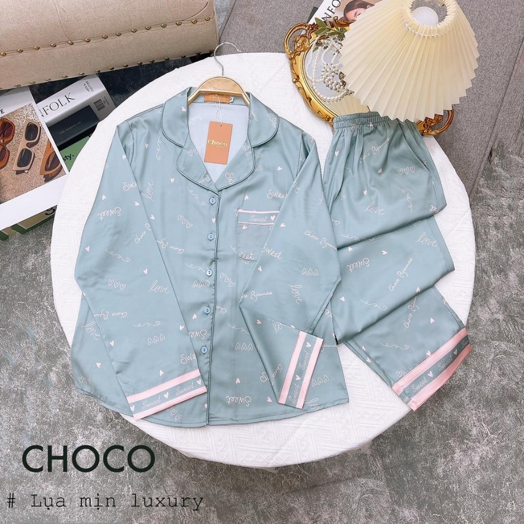 Bộ Pijama Dài Tay- Bộ Mặc Sau Sinh Ở Cữ - Đồ Nữ Mặc Nhà  cao cấp chất lụa mịn Choco Pijamas (Hàng Loại 1)