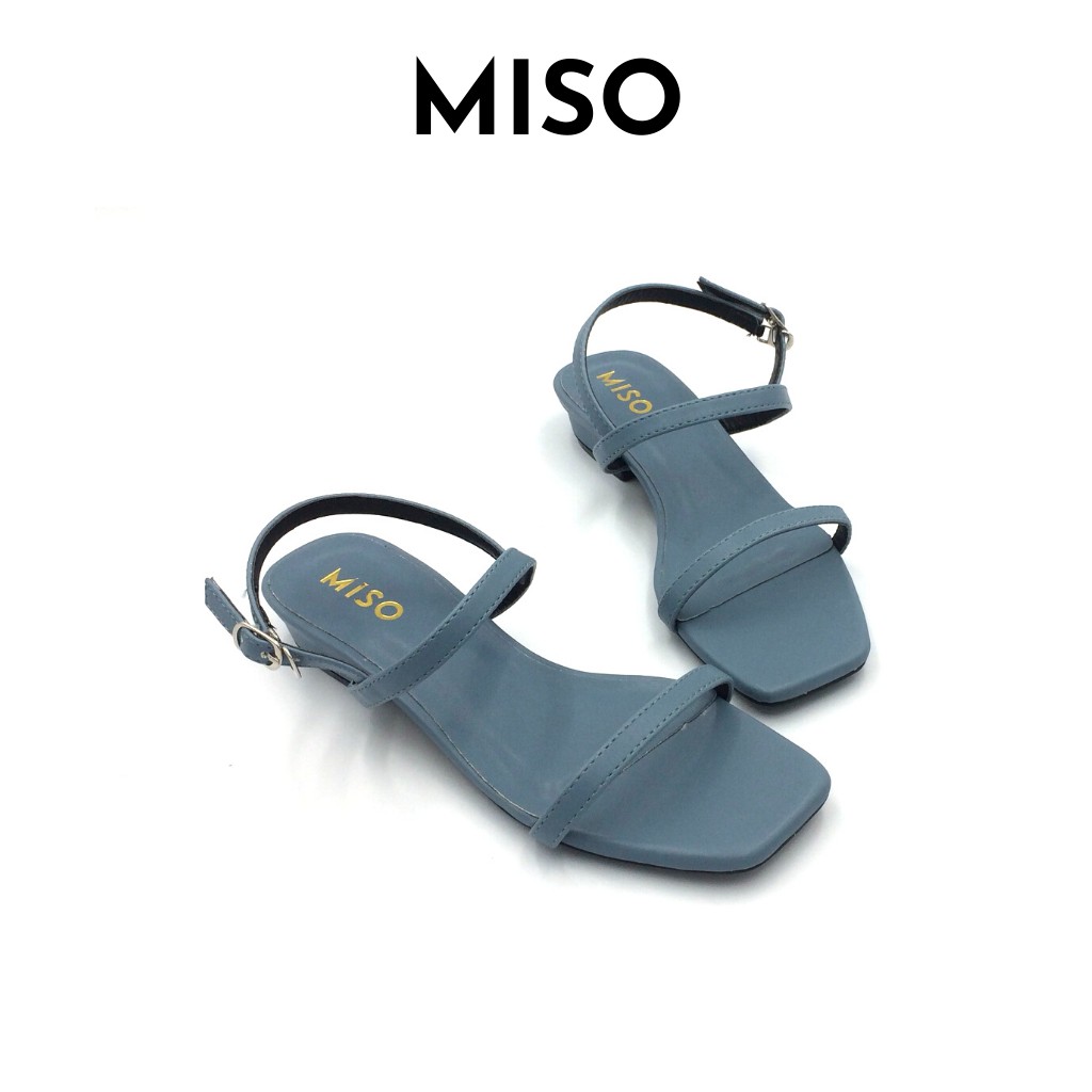 Giày sandal nữ basic Hàn Quốc mũi vuông trendy quai ngang mảnh gót 2cm nhẹ nhàng nữ tính MISO M004