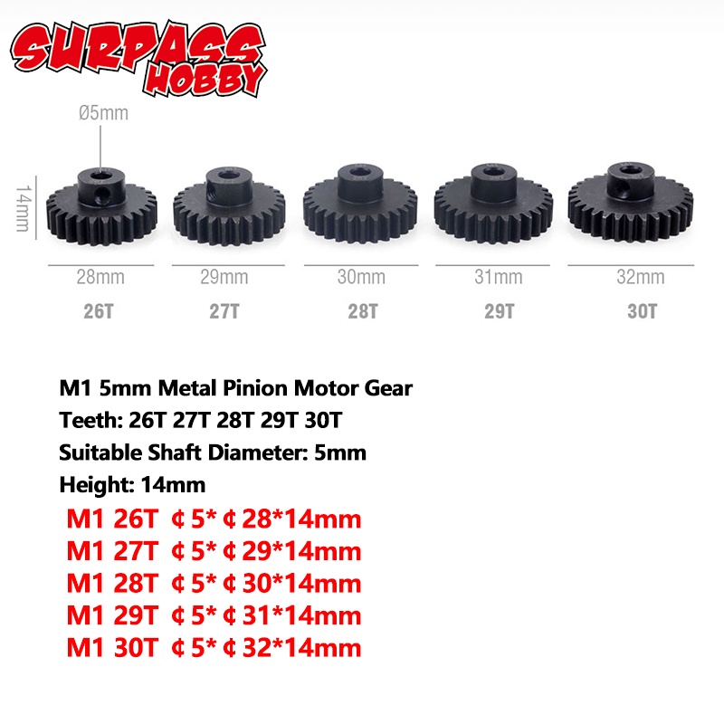 Bánh Răng Động Cơ Không Chổi Than M1 5mm M1 5mm 11T 12T 13T 14T 15T Cho Xe Tải Điều Khiển Từ Xa 1/8