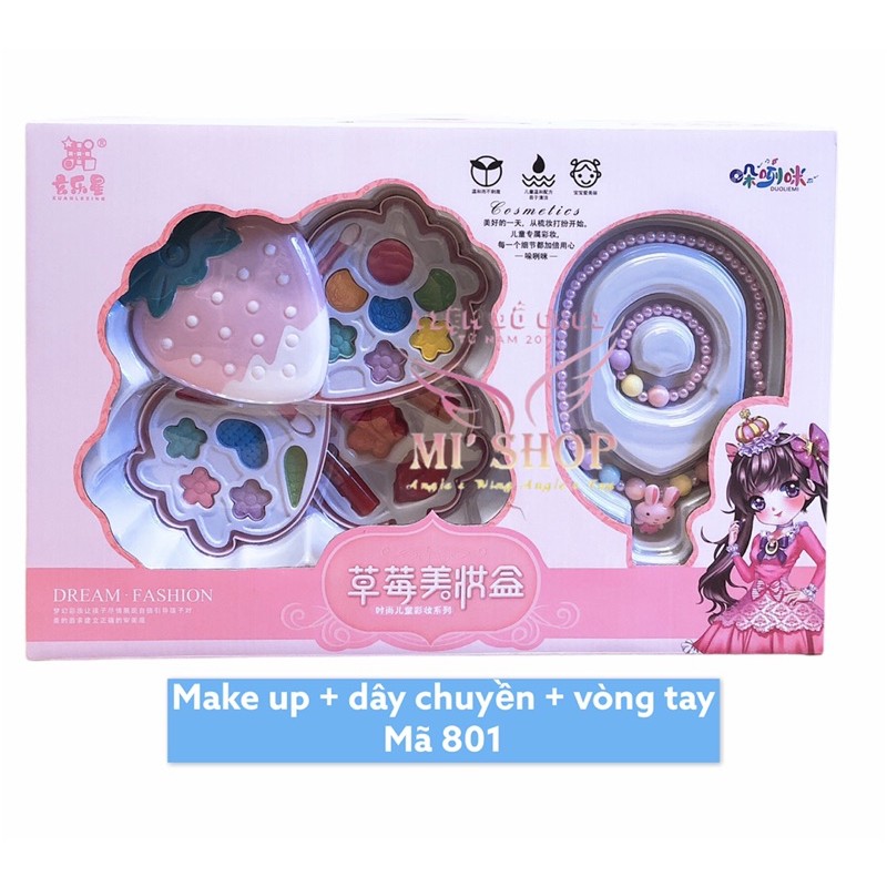 Set Bảng Make Up Dâu 3 Tầng Tặng Kèm Dây chuyền &amp; Vòng tay  Mã 801