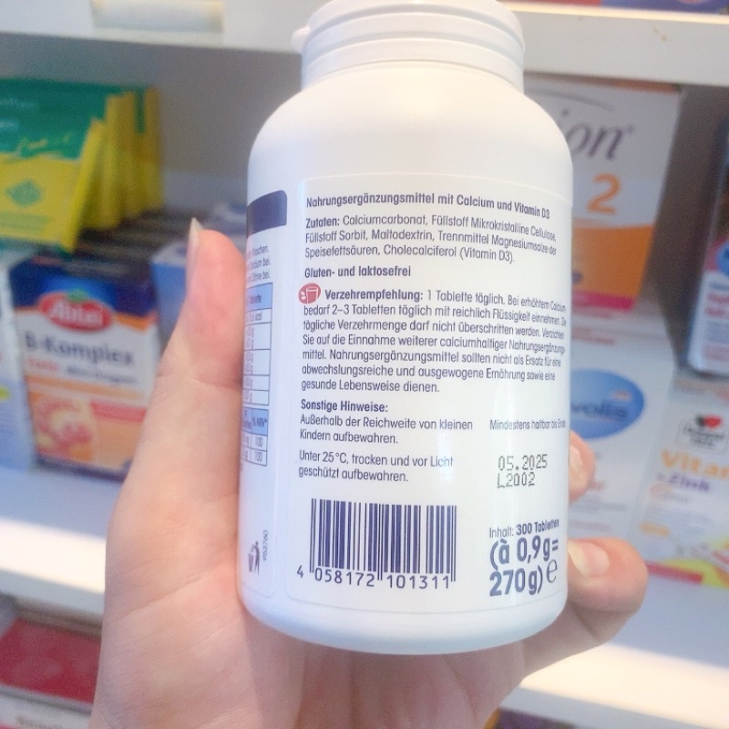 Viên uống bổ sung Canxi - Calcium + D3 Mivolis - Lọ 300 viên - Hàng Nội Địa Đức