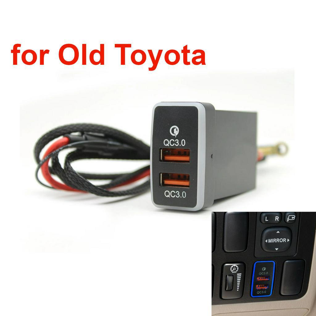 Củ Sạc Nhanh QC 3.0 12V-24V Cổng USB Kép Có Đèn LED Xanh Dương Cho Xe Hơi Old Toyota FJ Cruiser