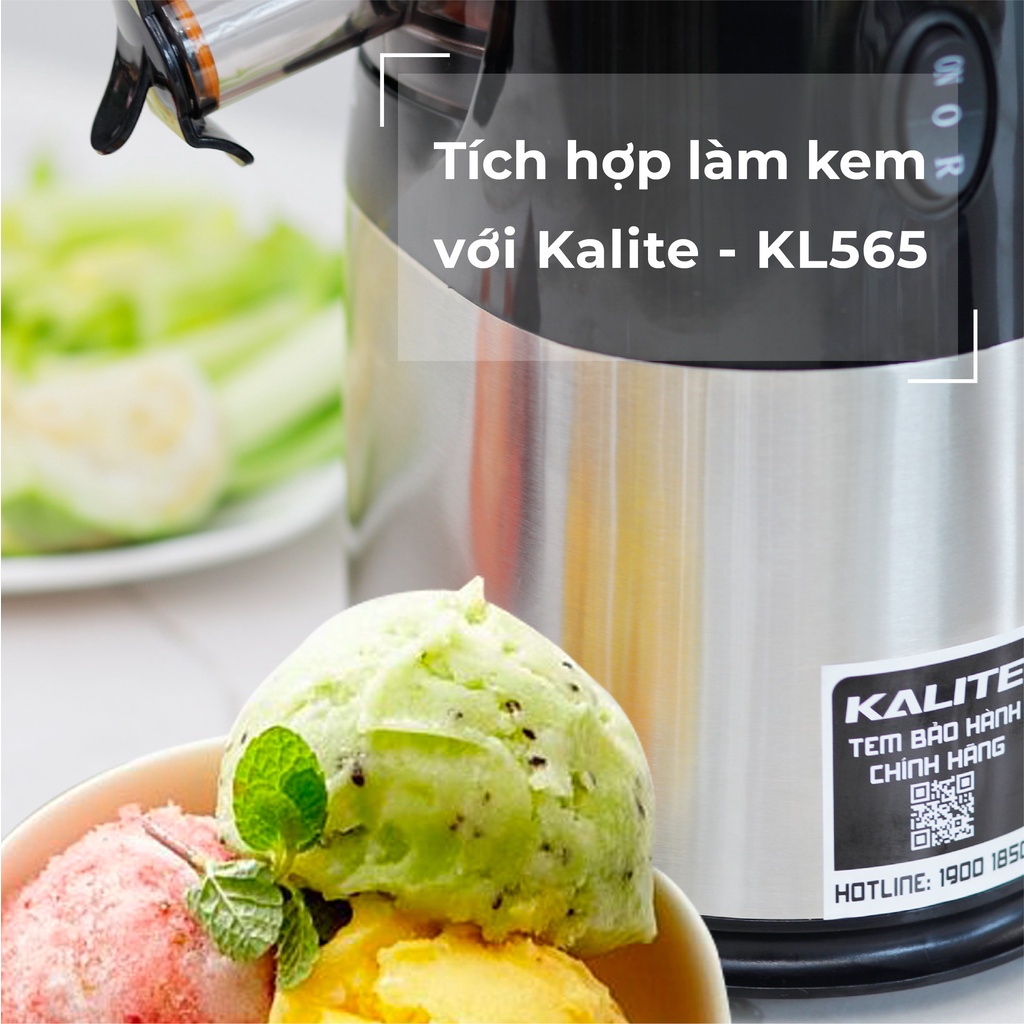 Máy ép chậm Kalite KL 565 công suất 240W kiệt bã đến 90% giữ nguyên chất dinh dưỡng