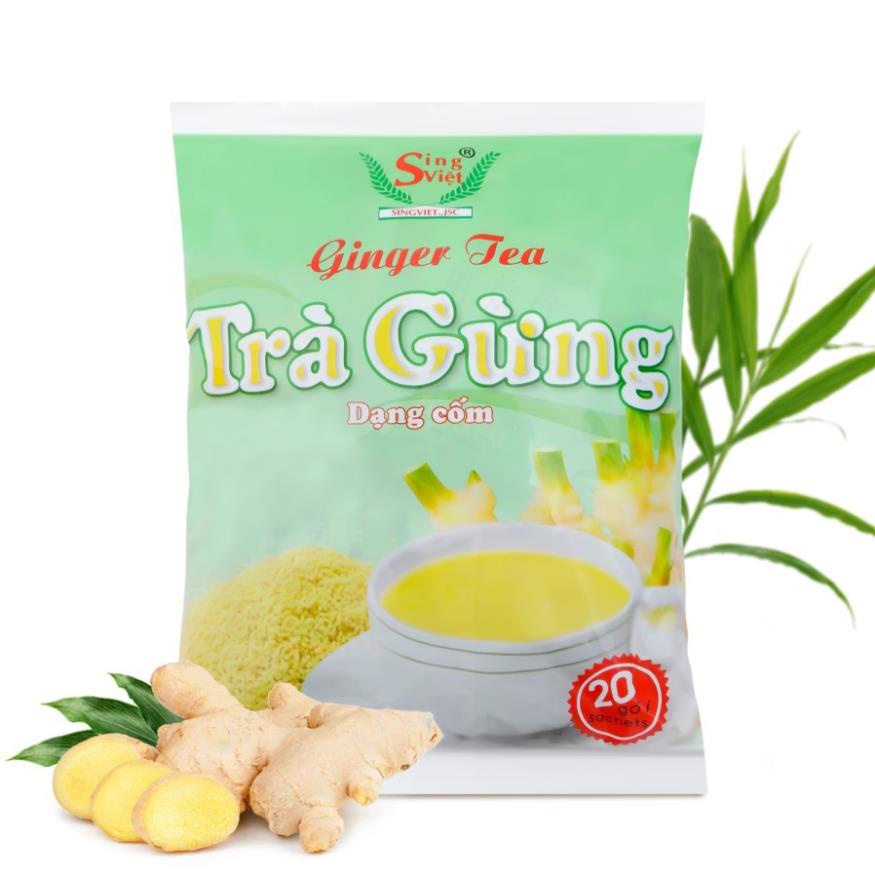 TRÀ GỪNG dạng cốm Sing Việt 400g (20 gói x 20g) dùng cho gia đình, quán cà phê, kinh doanh đồ uống