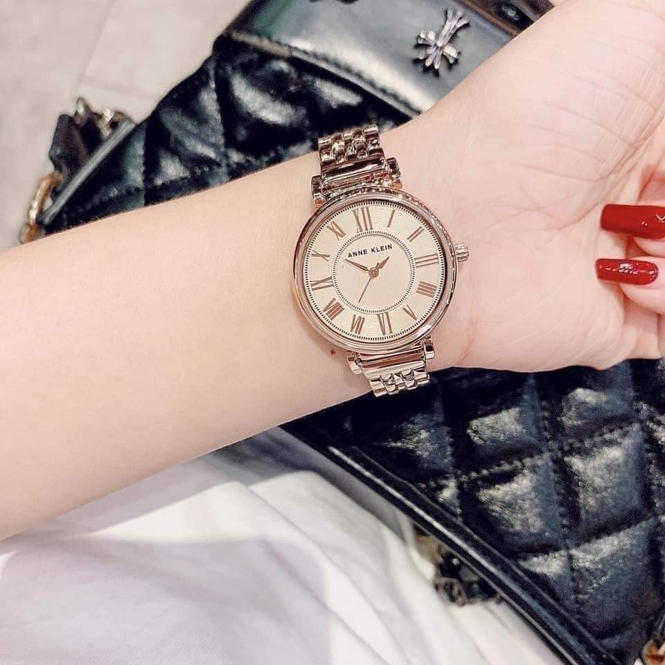 Đồng hồ nữ Anne Klein vàng hồng, mặt số la mã - Size 30mm