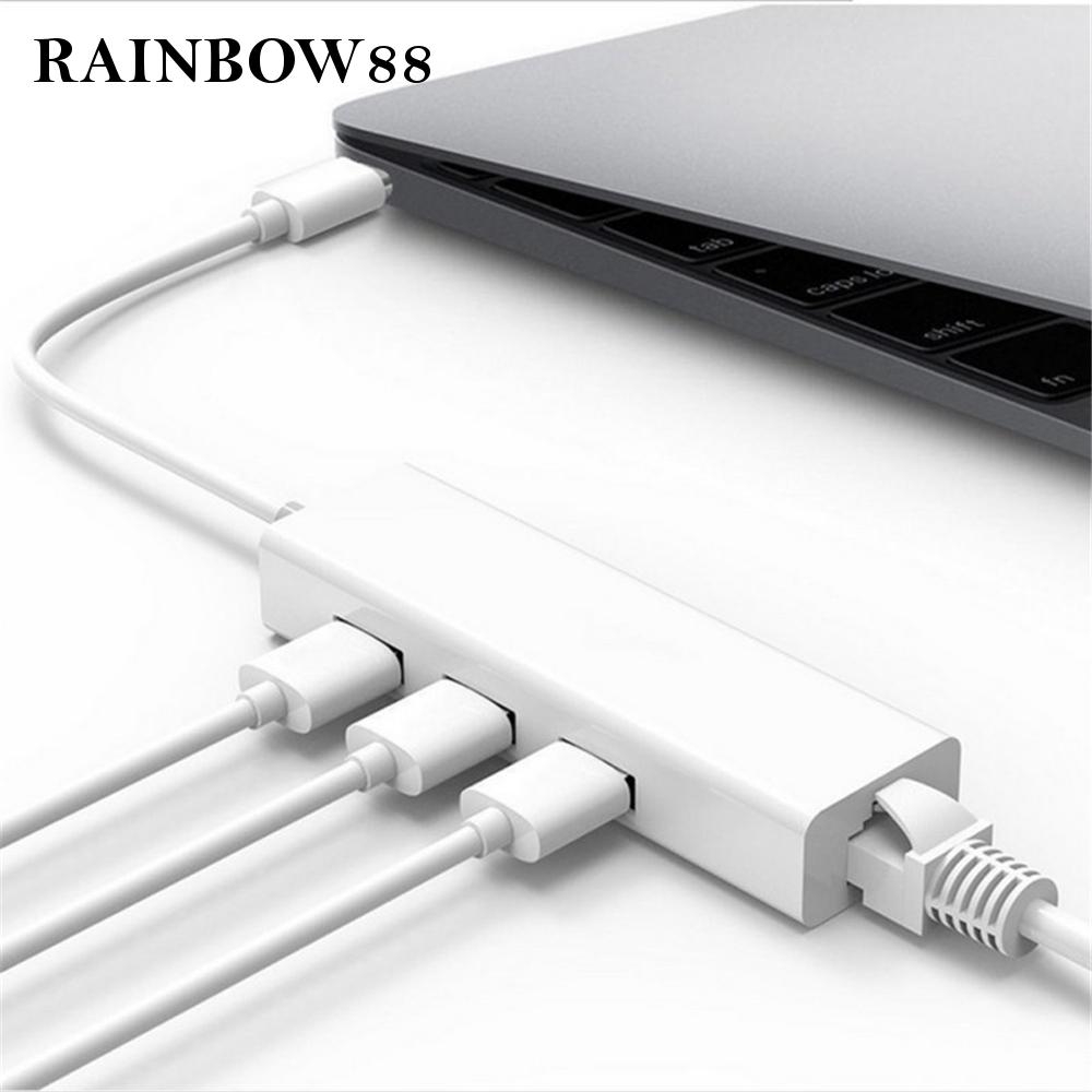 Thiết bị chuyển đổi USB C sang 3 cổng RJ45 màu trắng cho MacBook Pro chất lượng cao | BigBuy360 - bigbuy360.vn