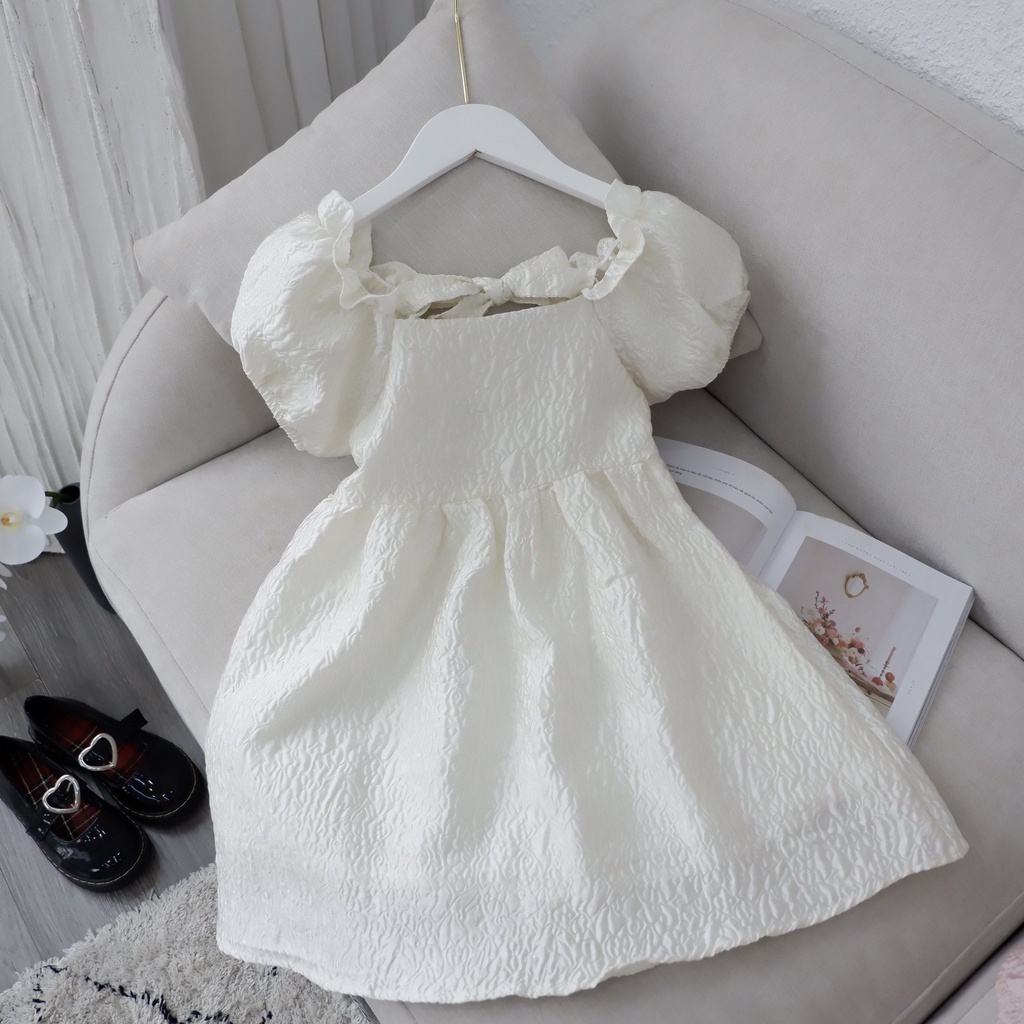 Váy bé gái Kiwy Kids mặc đi tiệc, vải gấm cao cấp,sau lưng thắt nơ nhỏ xinh xắn có size đại Kidsh2217 cho bé 1 - 11 tuổi