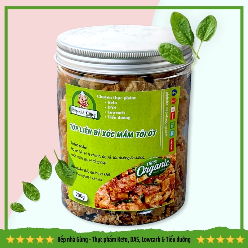 Tóp dính bì xóc mắm tỏi (200gr) - For Keto, DAS, Lowcarb & Tiểu đường