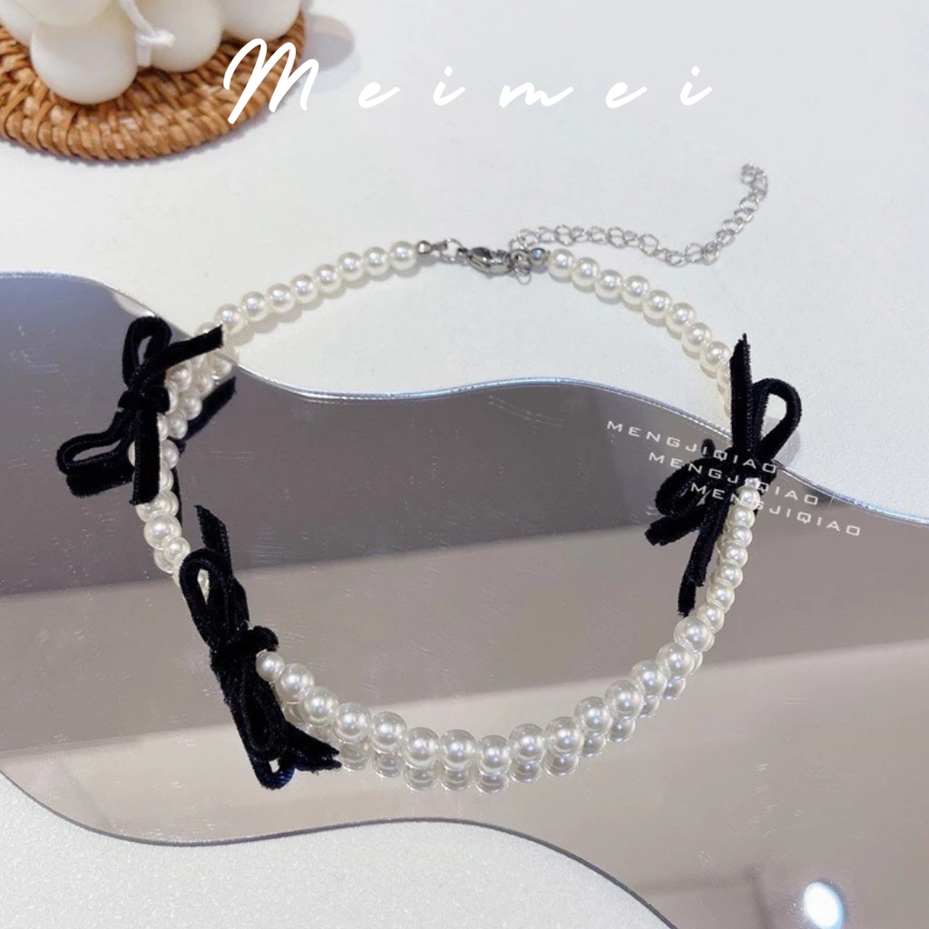 Chocker Chuỗi hạt đính nơ Vòng cổ Meimei VC0015